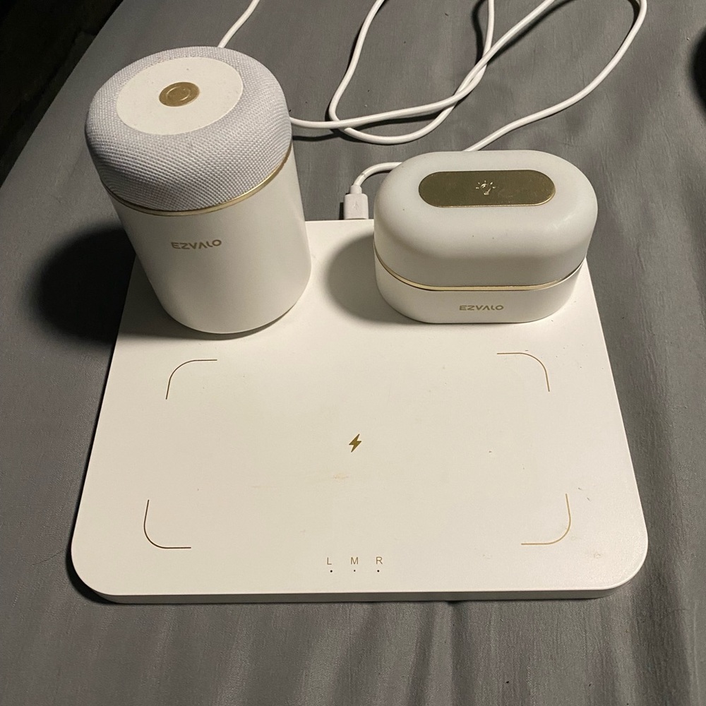 3 in 1 Charger Station with LED Night Light, Portable Bluetooth Speaker, Wire...